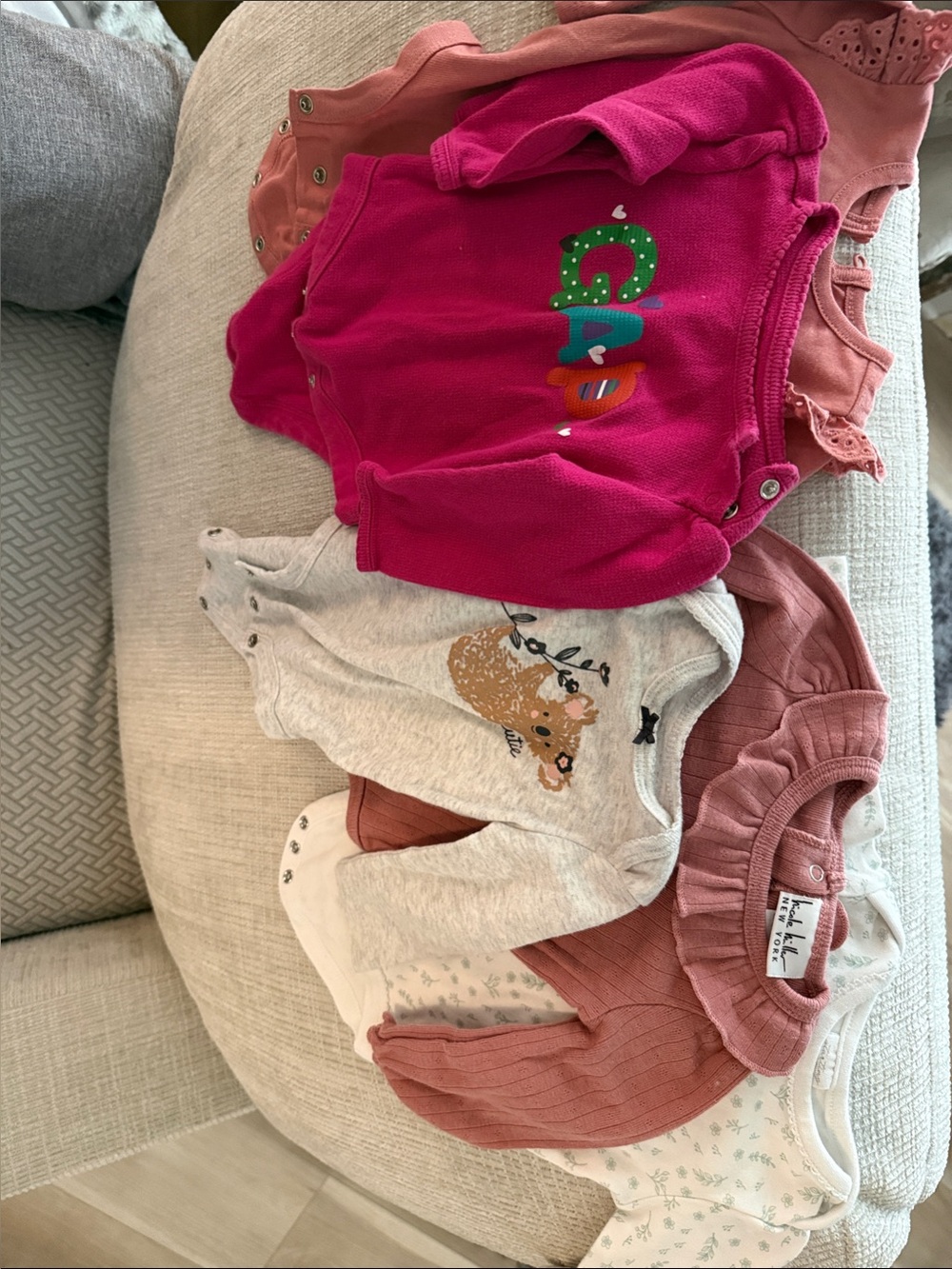 Unknown Brand Hot Pink Baby Bodysuit - Cute Embroidered Letters
